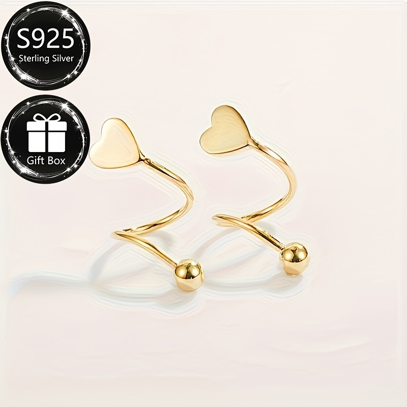 925 Silver Heart Stud Earrings Music Valentine's Gift
